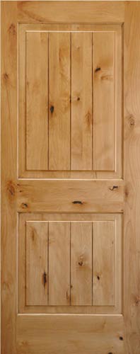 Knotty Alder V-Grooved 2-Panel Wood Interior Door